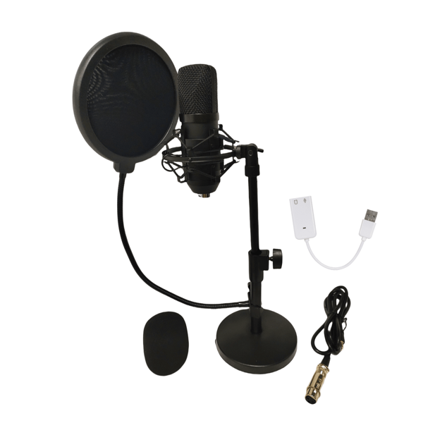 High Quality Capacitive Microphone & Stand Kit For Influencers. Includes Weighted Metal Base Stand And Shock Mount. Metal Design Microphone With Noise Reduction. 3.5mm Cannon Cable With USB Adapter. Suitable For Computers, Sound Cards, Mixing Consoles. For Live Streaming, Recording, Streaming, Voice-Over And Gaming