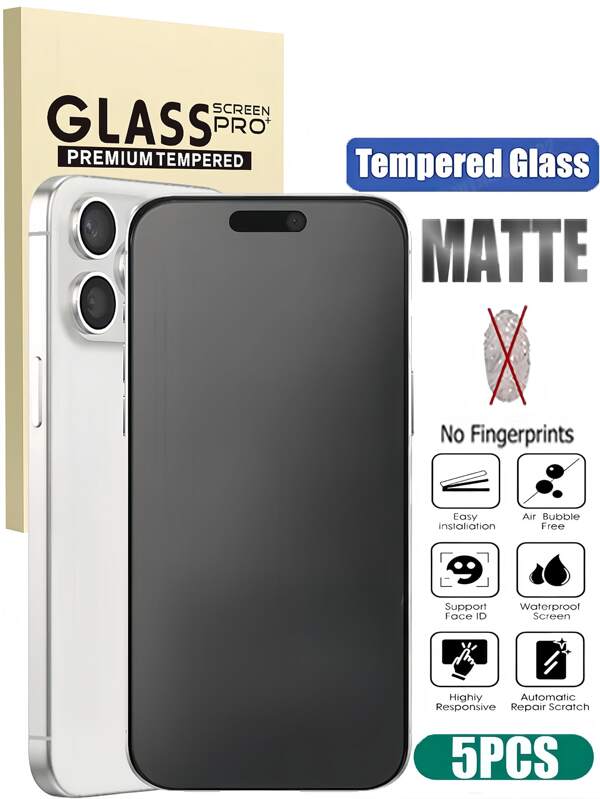 5 Pcs Matte Tempered Glass Screen Protector Compatible With IPhone [Anti-Glare] [Anti-Fingerprint] [Smooth As Silk]Shell Friendly