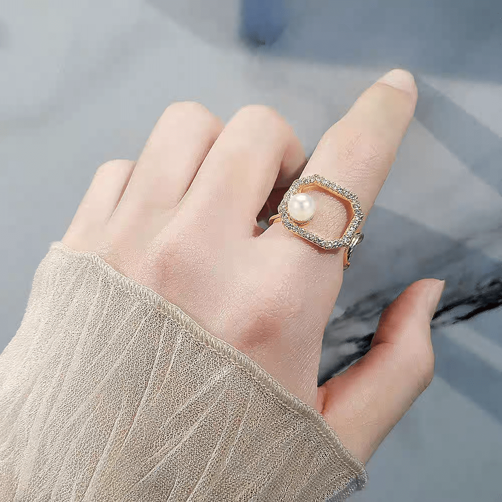 1 Stück eleganter Perlen-Modeschmuck-Ring, Geschenk für Frauen an Valentinstag, Muttertag, Dates und für den täglichen Gebrauch