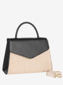 Women's Handbag With Crossbody Strap Briefcase Style Synthetic Leather Straw Everyday Work Travel Immaterial