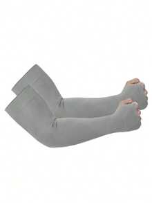 2 Pairs Women Lightweight UV Protection Anti-Mosquito Arm Sleeves, Casual For Party, Outdoor, Cycling - Black - View 12