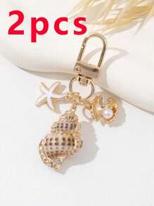 Marine Bag Charm Natural Shell And Starfish Asymmetrical Bag/Wallet Charm Bridesmaid Gift Summer Beach Vacation Accessories Bag Pendant Marine Bag Accessories Beach Accessories Beach Essentials Backpack Decor