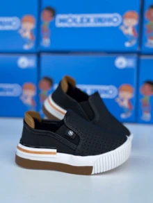 Baby Boy's Sneakers Slip On Shoes Easy To Put On Molekinho - màu đen - Xem 6