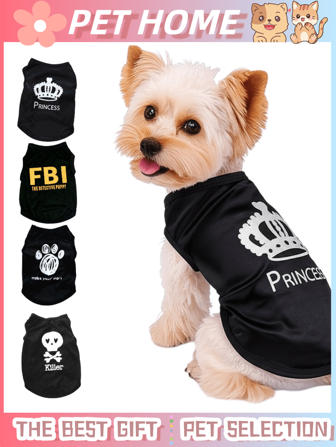 一套3件套和1件套黑色夏季宠物服装，适合狗狗和猫咪：轻便的狗狗跳绳/外套/睡衣和猫咪服装，适合快乐的小狗保持凉爽和冒险！我的小狗认可的透气服装、小狗衣服和狗狗用品——适合小狗、猫咪和快乐宠物的可爱夏季服装！