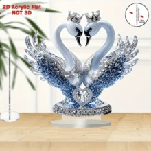 2D 浪漫心形皇冠天鹅装饰 - 亚克力艺术办公桌装饰，适合家庭和办公室，独特的礼物创意，生日、周年纪念、婚礼、节日和毕业礼物，多功能现代家居装饰，适合室内和室外使用，婚礼餐桌中心装饰 - 多色擺飾裝飾 - 查看 5