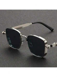 Gafas de moda elegantes y versátiles para la oficina y el transporte, con protección UV400 y estructura de metal cuadrada, ultraligeras