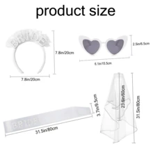 4pcs Bride To Be Party Accessories Pearl Bride Headband With Veil Sash Heart Glasses For Bachelorette Party Decorations Bridal Shower Hen Party Accessories