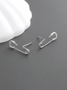 2 件简约金属回形针式耳环，复古个性化别针耳钉
