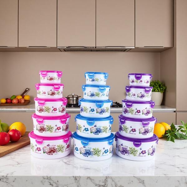 5pcs Reusable Plastic Food Containers With Lids, For Food Storage, Snacks And Refrigerator Organization, Household Essential
