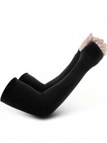 2 Pairs Women Lightweight UV Protection Anti-Mosquito Arm Sleeves, Casual For Party, Outdoor, Cycling - Black - View 11