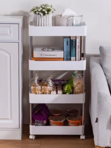 4-Tier Multipurpose Organizer For Various Objects With Wheels - White - View 6
