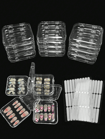 10/5/1pc Press-Type Clear Nail Storage Box Set,Plastic Fake Nail Organizer & Acrylic Nail Display Stand With 60pcs Double-Sided Tape,Stackable Nail Tip Containers, Salon Nail Storage System, Press-On Nail Accessories Kit,Perfect For Nail Salon Owners, DIY Manicure Lovers & Nail Art Beginners,Great For Christmas Nail Kits & Valentine's Day Beauty Gifts,Nail Supplies,Nail Tools,Nail Art Tools,Back To School,Nails,Nail Tools For Press On Nails