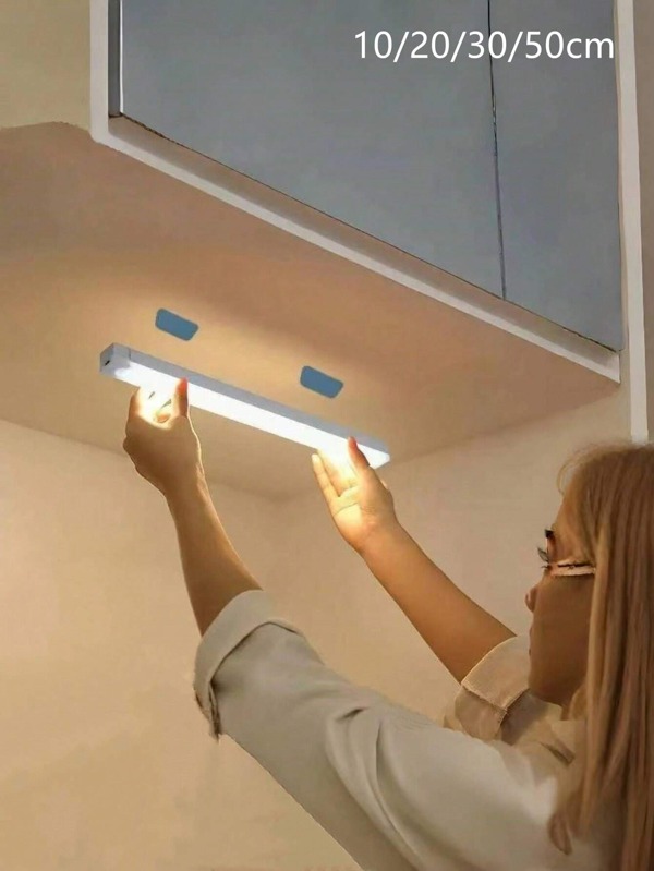 1 szt., światło LED, czujnik ruchu, oświetlenie szafki, akumulator USB, plastikowe światło ścienne z magnetycznym montażem, odpowiednie do szafek, szafek na wino, garderób, lamp ściennych, korytarzy, rozmiary 10/20/30/50 cm do wyboru