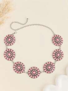 Neuer Naher Osten Stil Metall Hüftkette mit gravierten Blumen für Frauen, vielseitiges passendes Accessoire für Röcke, Kleider, Strand, Boho-Stil, Zinklegierung, geeignet für Frühling, Sommer, Herbst, Winter