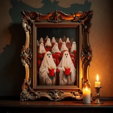 1 pezzo Fantasmi al cinema, cartellone stile Cottagecore, stampa artistica da parete in stile gotico e vintage, decorazione dark academia, decorazione per Ognissanti, pittura gotica vittoriana, cartellone di Ognissanti | con cornice o senza cornice, decorazione per la stanza, decorazione per la casa, decorazione per appartamenti di studenti, regali per decorare pareti in hotel, casa, soggiorno, camera da letto, bagno e ufficio