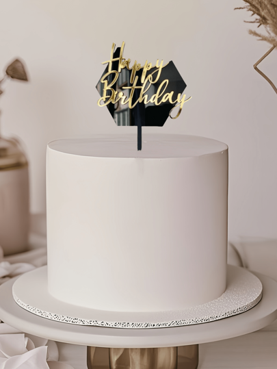 1 stuk taarttoppers voor mannen, gelukkige verjaardagstaarttopper, zwarte en gouden ballen, taartdecoraties voor verjaardag, bruiloft, babyshower, feestdecoratie