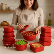 Kit With 15 Airtight Plastic Jars For The Kitchen - Đỏ - Xem 5