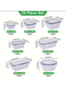 48-52 Pieces/Set Food Storage Container Set, Crisper, Easy Fix Lids (24 Lids + 24 Containers) (26 Lids + 26 Containers) - Sealed Plastic Containers For Pantry, Travel, Outdoor Picnics, Kitchen Organization, Free Labels And Tags