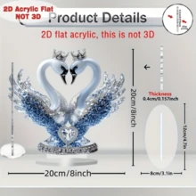 2D 浪漫心形皇冠天鹅装饰 - 亚克力艺术办公桌装饰，适合家庭和办公室，独特的礼物创意，生日、周年纪念、婚礼、节日和毕业礼物，多功能现代家居装饰，适合室内和室外使用，婚礼餐桌中心装饰 - 多色擺飾裝飾 - 查看 4