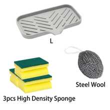 Tapis de robinet en silicone, plateau d'évier de cuisine, distributeur de savon, support d'éponge, tapis d'éclaboussures d'évier, tapis de séchage, plateau de rangement pour comptoir, plateau à savon, essentiels pour étudiants