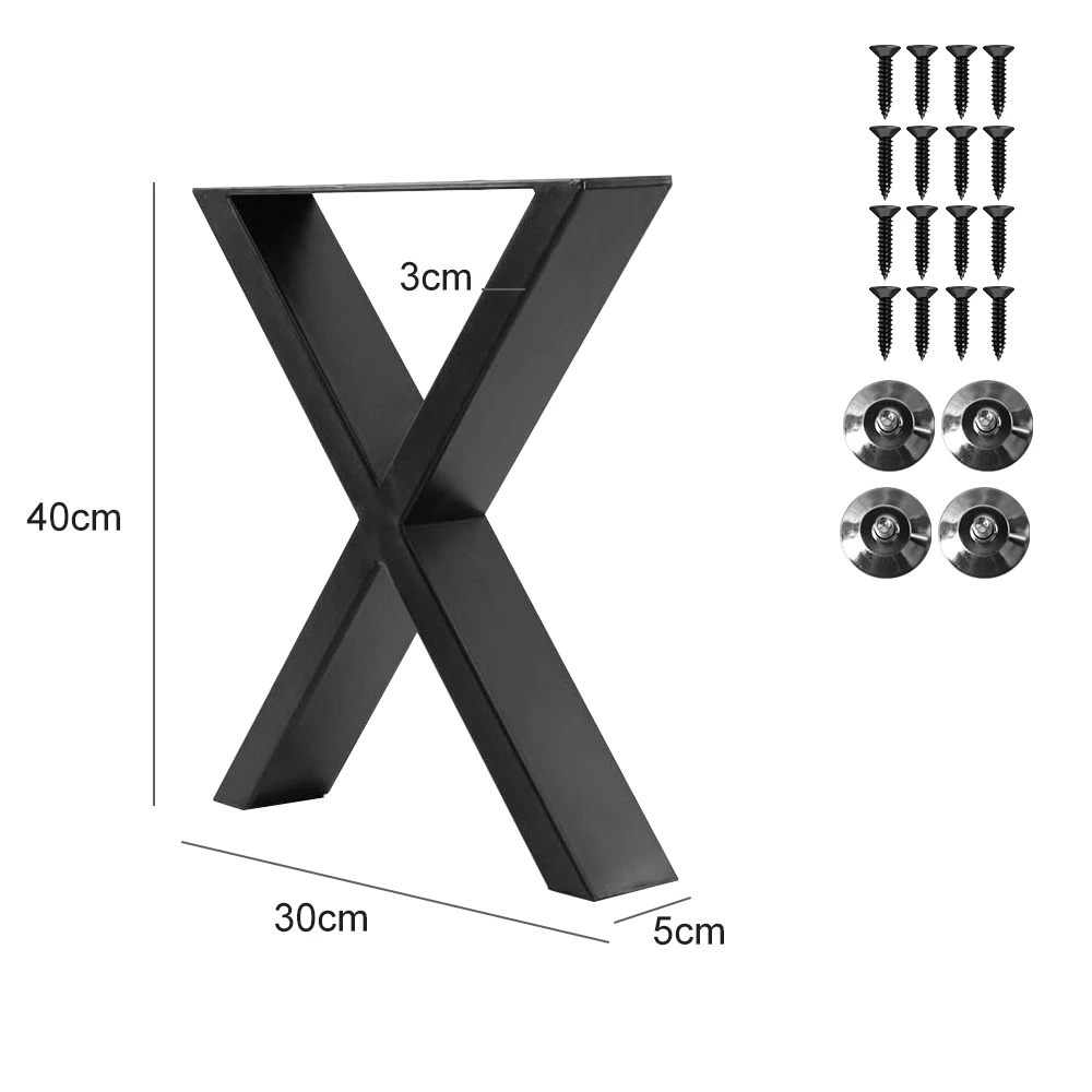 Lislark 2PCS Industrial Metal Table Legs Dining Bench Coffee Desk Furniture Stand Frame - X negra 30x40cm - Ver 1