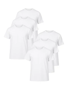 6 Pack Men's 100% Cotton Crew Neck T-Shirts Short Sleeve S-XL Daily Wear Classic Fit Tee Basic Layering Tops Workout Breathable Casual Tshirts Spring Summer Fall Outdoor Sports Athletic Activewear - trắng - Xem 1