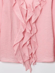 Seelio 新款夏季女式多层荷叶边衬衫 - 粉色 - 查看 6