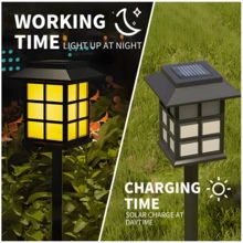24/12 Piece Set Of Solar Outdoor Lights, Solar Garden Decorative Lights, And LED Solar Lights With IP43 Waterproof Function For Outdoor Use. It Charges Automatically During The Day, Does Not Require Wiring, And Consumes Zero Power. This Solar Powered Walkway Light Can Provide 10 Hours Of Illumination For Your Garden, Landscape, Roads, Courtyards, Terraces, And Lanes. - 黑色 - 查看 2