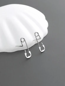 2 件简约金属回形针式耳环，复古个性化别针耳钉