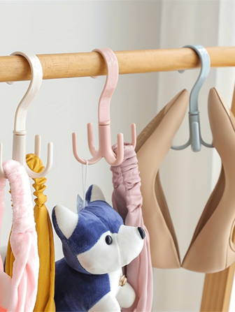 360° Rotating 4-Claw Hanging Hook - Multi-Functional Storage Organizer For Wardrobes, Bags, And Accessories - No-Drill, Easy Installation, Space-Saving, And Durable Plastic Construction