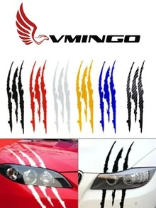 Vmingo Decal Scratch Claw Aggressive Animal Headlight Universal Auto - Black White - View 3