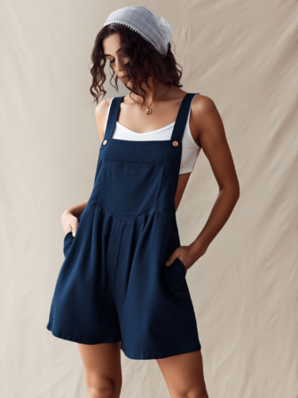 Wildy 纯色斜口袋连体衣（不含背心）