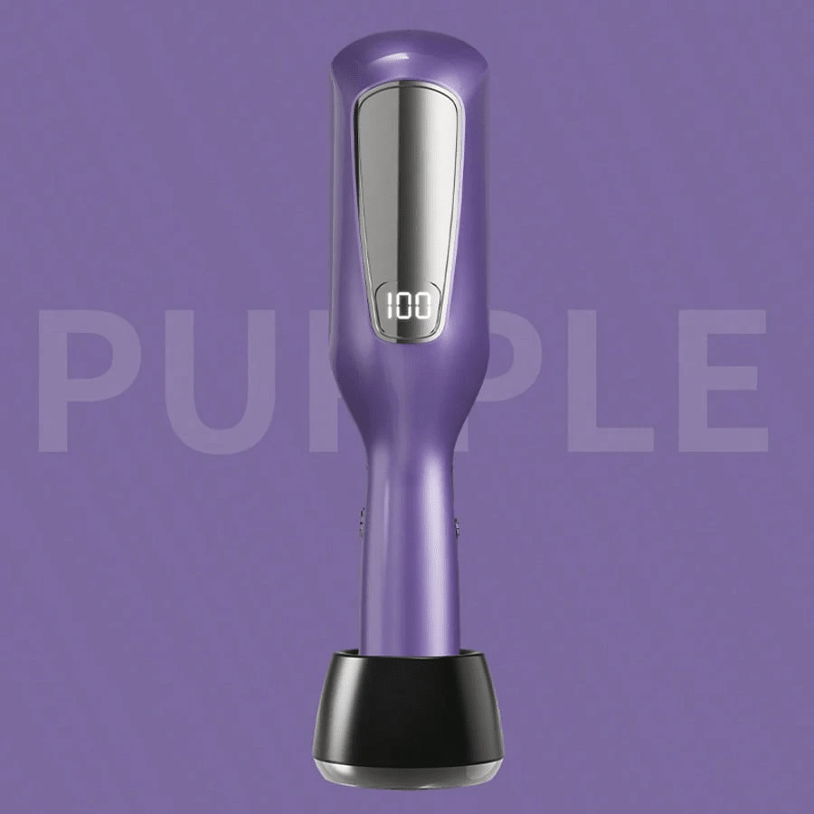 UKLISS (Roxo/Rosa) Aparador Automático de Pontas Duplas, Removedor de Pontas Duplas com Visor LCD, Cabelo Danificado e Quebradiço, Ferramenta de Grooming de Cabelo para Homens e Mulheres, Aparador de Pontas de Cabelo Portátil USB, Máquina de Cortar Cabelo Elétrica Automática, com Suporte