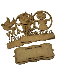 12 Servilleteros MDF para Decoración de Bautizo – Diseño Elegante - Marrón - Ver 6