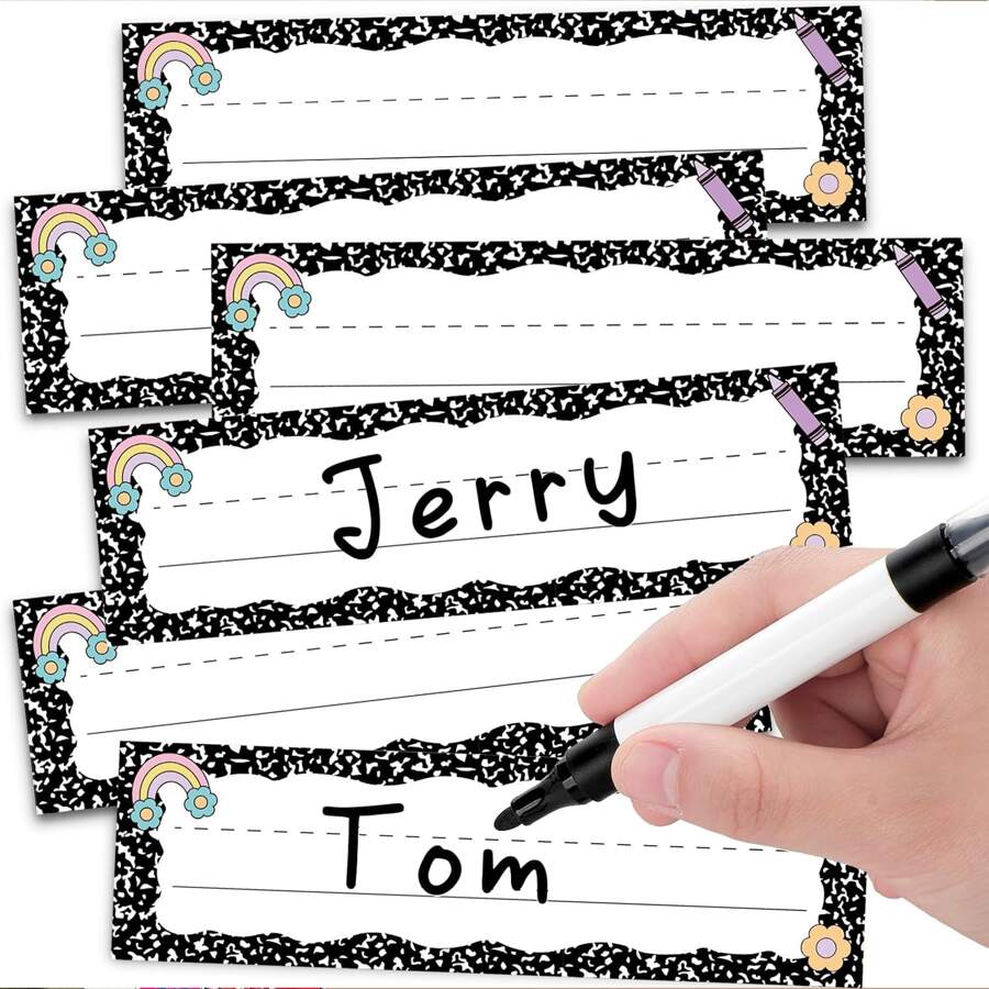 40 قطعة من لوحات الاسم للعودة إلى المدرسة لأسطح المكاتب في الفصول الدراسية، ديكور الفصل الدراسي 9 * 3 بوصة، لوحات اسم المكتب لبطاقات اسم الطالب، روضة الأطفال والتنظيم قبل المدرسة
