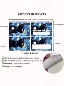 1 Stück Cartoon Sternenhimmel Katze Bankkarten Aufkleber, PVC kreative Chip Bankkarte, Debitkarte, Studentenausweis, Kreditkartenhülle, Kunstaufkleber, Kartenschutzhülle, Schulsaisonbedarf