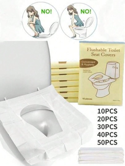 10/50/100pcs Disposable Travel Toilet Seat Covers - Portable Toilet Seat Covers For Travel And Hotels, Large Size Waterproof Universal Seat Cover Paper Dissolvable, Clean And Hygienic, Antibacterial, Suitable For Restaurant, Hotel, Business Trip