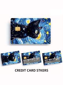 1 Stück Cartoon Sternenhimmel Katze Bankkarten Aufkleber, PVC kreative Chip Bankkarte, Debitkarte, Studentenausweis, Kreditkartenhülle, Kunstaufkleber, Kartenschutzhülle, Schulsaisonbedarf