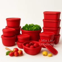 Kit With 15 Airtight Plastic Jars For The Kitchen - Đỏ - Xem 1