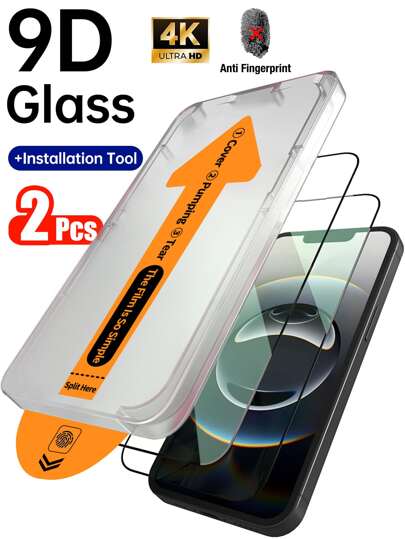 Yezodawee Protetor de tela para iPhone 15 Pro Max, kit de alinhamento automático, película de vidro temperado transparente HD de 6,7 polegadas, remoção automática de poeira, protetor de instalação, dureza 9H, antirriscos, remoção automática de poeira, protetor de instalação, toque sensível