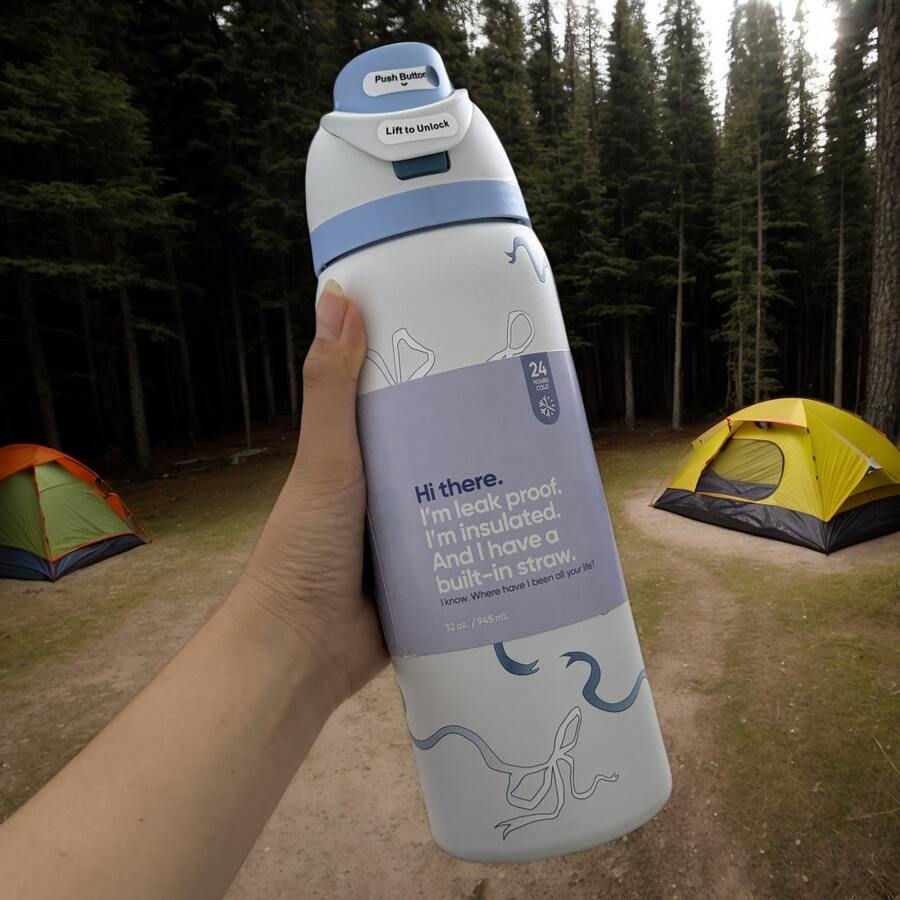 Owall'a 32oz Stainless Steel Insulated Cup, Cold Cup, Special Car Cup, Coffee Cup - 淺藍色 - 查看 1