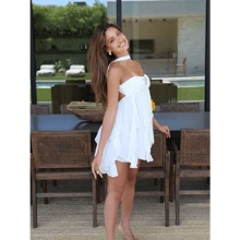 Entryyh Flower Printed Mesh Strapless Mini Dress Low Neck Sleeveless Backless Dresses Chic High Street Daily Commute 2025 Lady New Robe