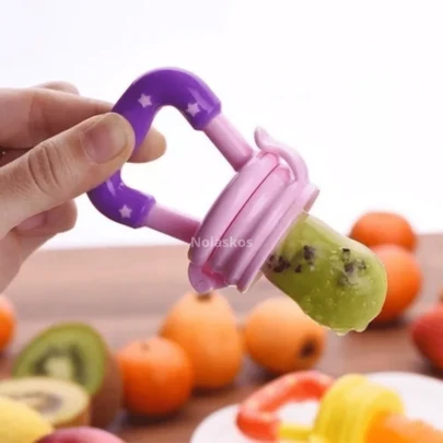 Chupeta Alimentadora Bebe Experimentar Frutas Com Tampa Higiênica E Bico De Mamadeira Macio