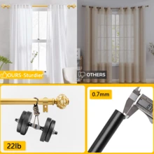 1 thanh treo rèm lá vàng, chắc chắn, phong cách quý phái, đầy đủ đồ trang trí phòng tắm sang trọng - Vàng - Xem 6