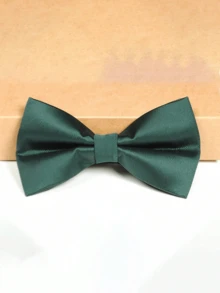 男士纯色领结，经典商务风格，百搭时尚，适合婚礼、庆典和正式场合。 - 墨綠色 - 查看 2