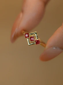 1 Stück eleganter luxuriöser 925 Sterling Silber geometrischer Ring, geeignet als Geschenk für Frauen zu Geburtstag, Feiertagen, Partys, Jahrestag