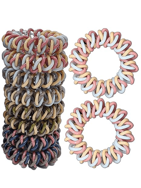 8pcs Women Spiral Hair Tie, Creaseless Transparent Coil Hair Ties, Soft & Elastic Spiral Hair Scrunchies