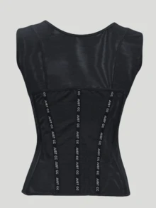 可调节钩眼扣女士腰部训练背心，紧身上衣，产后塑身衣紧身胸衣吊带内衣 - 黑色 - 查看 6