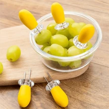 2 Stück zufällige Farbe Edelstahl Maishalter - Ineinandergreifendes Design, praktisch zum Grillen und Kochen Zuhause, Maiskolbenhalter, Edelstahl, Maisröstgabeln, geeignet für Haushaltszubereitung, Partys, Camping