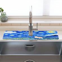 1pc Cute Cats Kitchen Sink Faucet Mat, Quick Drying Splash Guard,Absorbent Rubber,Durable Protector For Kitchen And Bathroom, Fits Faucets With Diameters Under 6cm, 14.96*5.5in,Aesthetics Design